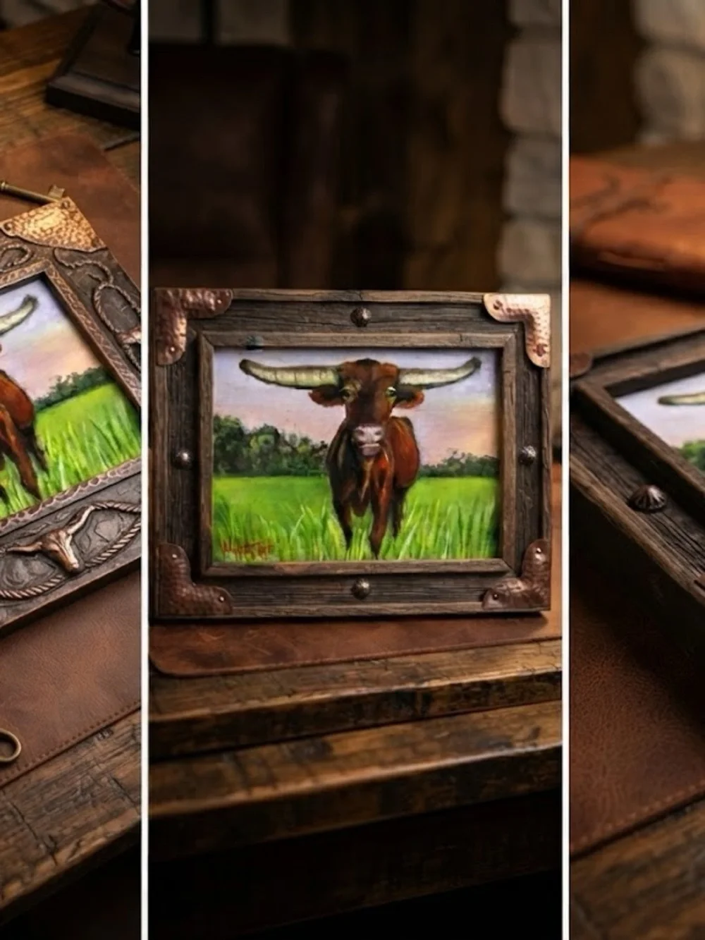 Longhorn Original Acrylic Art hand painted 5 x 7